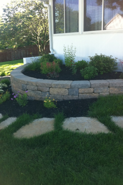 Retaining Wall with Stone Walk Way Retaining Wall with Stone Walk Way