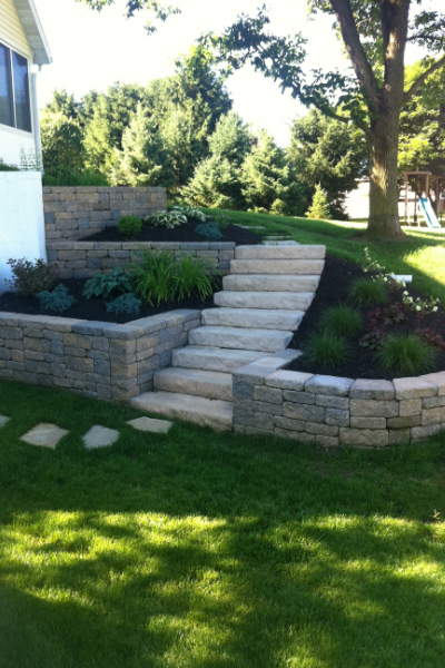 Retaining Wall with Steps Retaining Wall with Steps