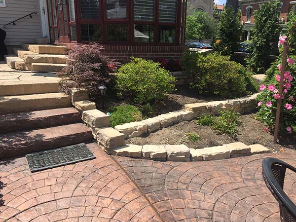 landscaped, paver, stairs, landing landscaped, paver, stairs, landing